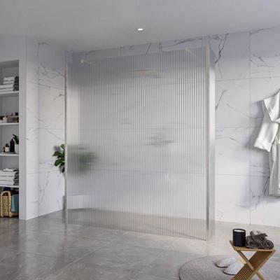 Fortifura Galeria Vrijstaande Inloopdouche - 180x200cm - Helder geribbeld - antikalk - 8mm veiligheidsglas - 2 zijwanden 30cm - wandsteunen en hoekprofielen - Geborsteld RVS PVD (RVS) SW927769 2x/SW797957/SW797945 2x/SW798730 2x