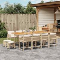 13-delige Tuinset met kussens poly rattan beige - thumbnail