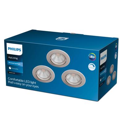 Philips Set van 3 inbouwspotsSparkle nikkel - 75601700
