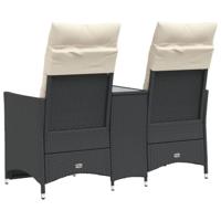Tuinbank 2-zits verstelbaar met tafel poly rattan zwart - thumbnail