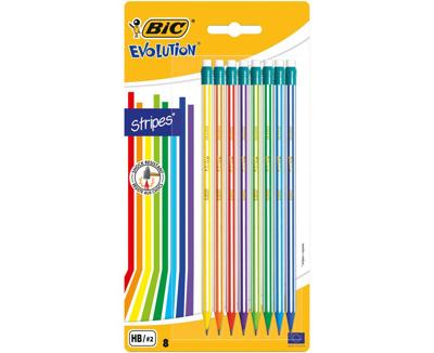 BIC evolution potloden met gum, 8st.