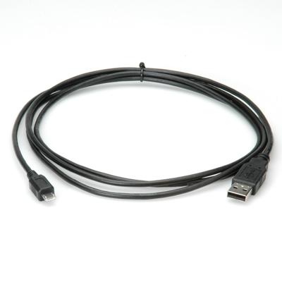 ROLINE USB 2.0 Kabel, USB A Male - Micro USB B Male, zwart, 3 m