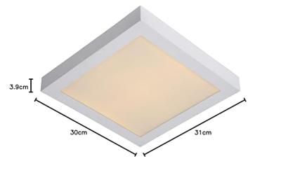 Lucide BRICE-LED - Plafonnière Badkamer - LED Dimb. - 1x30W 3000K - IP44 - Wit