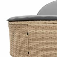 Ligbed 2-persoons met kussens poly rattan beige - thumbnail