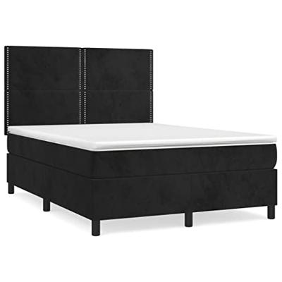 Boxspring met matras fluweel zwart 140x190 cm