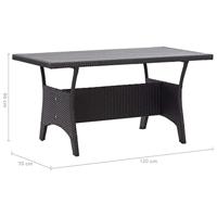 VidaXL Tuintafel 120x70x66 cm poly rattan zwart - thumbnail