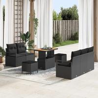 Tuinbankenset met kussen 8 pcs Zwart poly rattan - thumbnail
