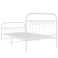Bedframe met hoofd- en voeteneinde metaal wit 100x200 cm - thumbnail