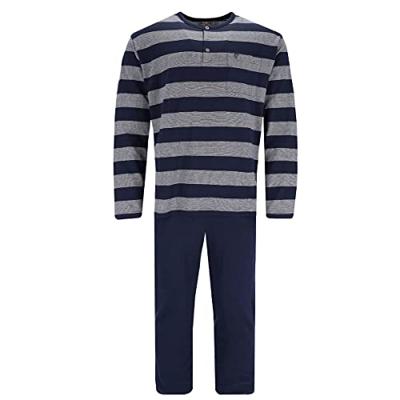 Blauw grijs gestreepte heren pyjama Hajo Blauw grijs gestreepte heren pyjama Hajo