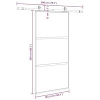 Schuifdeur met beslagset 102,5x205 cm gehard glas zwart - thumbnail