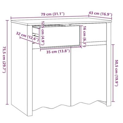 Dressoir Drammen Wit 79 x 43 x 75.5 cm Massief grenenhout