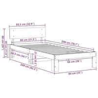 Bedframe met hoofdeinde Naturel 80 x 200 cm Massief grenenhout - thumbnail