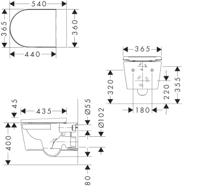 Hansgrohe EluPura Original S Wandcloset 54x36cm - spoelrandloos - AquaChannel Flush - toiletzitting - keramiek - glans wit 60207450 - thumbnail
