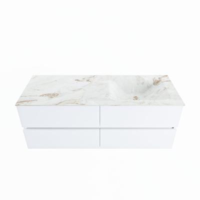 MONDIAZ VICA-DLUX 130cm badmeubel onderkast Talc 4 lades. Inbouw wastafel CLOUD rechts 1 kraangat, kleur Frappe.