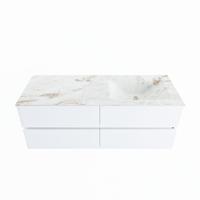MONDIAZ VICA-DLUX 130cm badmeubel onderkast Talc 4 lades. Inbouw wastafel CLOUD rechts 1 kraangat, kleur Frappe. - thumbnail