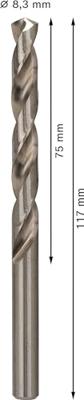 Bosch Accessories 2608585510 HSS Metaal-spiraalboor 8.3 mm Gezamenlijke lengte 117 mm Geslepen DIN 338 Cilinderschacht 5 stuk(s) Bosch Accessories 2608585510 HSS Metaal-spiraalboor 8.3 mm Gezamenlijke lengte 117 mm Geslepen DIN 338 Cilinderschacht 5 stuk(s)