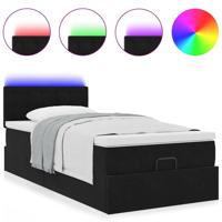 Ottoman bed met matras en LED's 90x190cm fluweel zwart - thumbnail