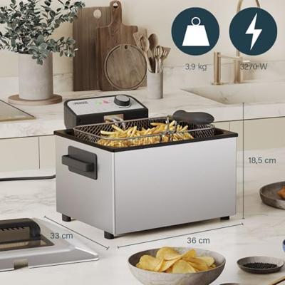 Princess Frituurpan 5 l 3270 W Anti-aanbaklaag, Oververhittingsbeveiliging Zilver, Zwart