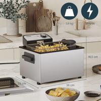 Princess Frituurpan 5 l 3270 W Anti-aanbaklaag, Oververhittingsbeveiliging Zilver, Zwart - thumbnail