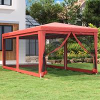 Partytent met 6 mesh zijwanden 3x6 m HDPE rood - thumbnail