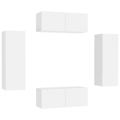 4-delige Tv-meubelset bewerkt hout wit