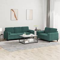 2-delige Loungeset met kussens fluweel donkergroen - thumbnail