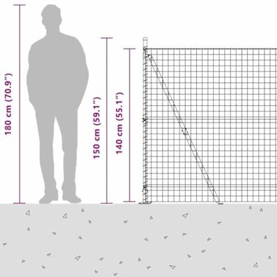VidaXL Hek met paal zilver 1,4 x 10 m staal