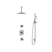 Hotbath Get Together doucheset met 2 stopkranen met 3 standen-handdouche, 15 cm plafondbuis, 30 cm hoofddouche, glijstang, geborsteld nikkel - thumbnail