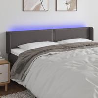 Hoofdbord LED 183x16x78/88 cm kunstleer grijs - thumbnail
