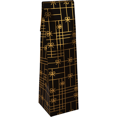 Fleszak | 9.5x41x9.5cm | Strikken | papier + PE | zwart/goud | 100 stuks