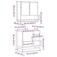 2-delige Badkamermeubelset bewerkt hout grijs sonoma eikenkleur - thumbnail