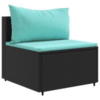 4-delige Loungeset met kussens poly rattan zwart - thumbnail