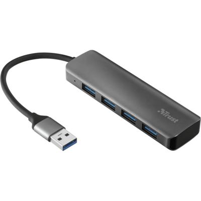 Trust Halyx 4-Poorts Usb 3.2 Gen1-Hub, Grijs