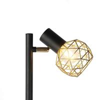 QAZQA Design vloerlamp zwart met goud 3-lichts verstelbaar - Mesh - thumbnail