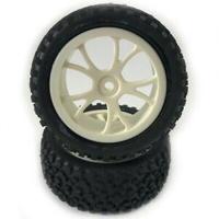 Fastrax Cuboid voorbanden op witte 10 spaaks velgen voor 1/10 buggy - thumbnail