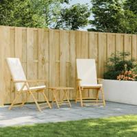 Tuinstoelen 2 st inklapbaar met kussens bamboe - thumbnail