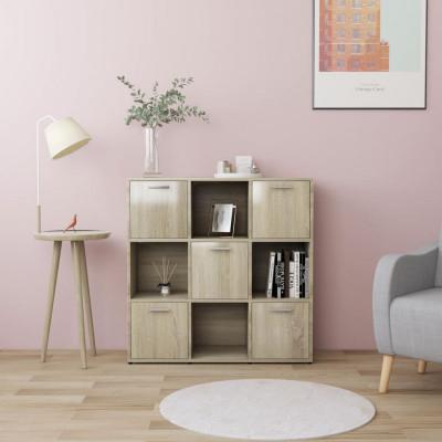 Boekenkast 90x30x90 cm bewerkt hout sonoma eikenkleurig
