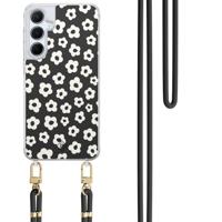 Samsung Galaxy A35 hoesje met zwart koord - Retro bloempjes - thumbnail