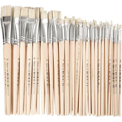 Creativ Company Nature line kwasten, afm 00+0+1+2+4+12+14+20, l: 18-22 cm, b: 3-20 mm, plat, 68 stuk/ 1 doos