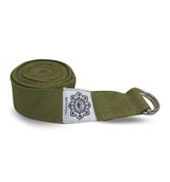 Katoenen Yoga Riem Olijfgroen met D-Ring - 248 cm - thumbnail