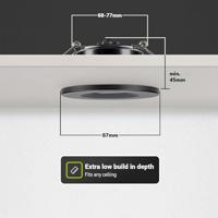 Set van 10 Venezia LED inbouwspots - 6 Watt 650 lumen - 2700K warm wit - Dimbaar - Rond - IP65 waterdicht - Zwart - Voor binnen, buiten en badkamer - thumbnail