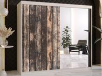 Kledingkast TODY 2 schuifdeuren 200 cm mat wit met spiegel - thumbnail