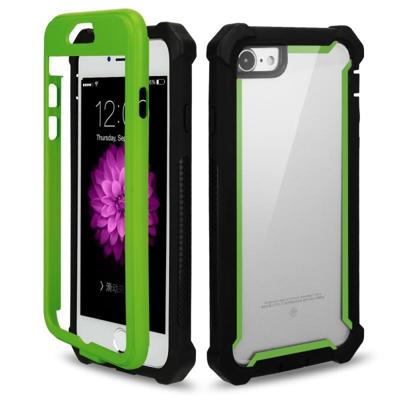 Voor iPhone 8 / 7 Vierhoekige Shockproof All-inclusive Transparent Space Case (Black Green)