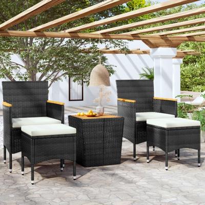 5-delige Bistroset poly rattan en massief acaciahout zwart 5-delige Bistroset poly rattan en massief acaciahout zwart