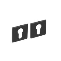 Intersteel rozetten vierkant met profielcilindergat plat verdekt 50x5mm - RVS/mat zwart - thumbnail