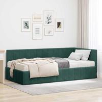 Hoekbedframe met matras Donkergroen 90 x 200 cm Fluweel - thumbnail