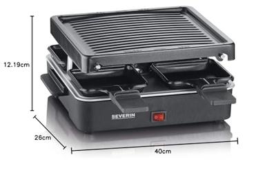 Severin 2370 Gourmetstel Anti-aanbaklaag, 4 pannen, Grillfunctie Zwart