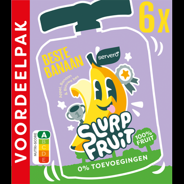 Servero Slurpfruit Beste Banaan Appel, Banaan & Blauwe Bes Voordeelpak 6 x 90 g bij Jumbo Servero Slurpfruit Beste Banaan Appel, Banaan & Blauwe Bes Voordeelpak 6 x 90 g bij Jumbo