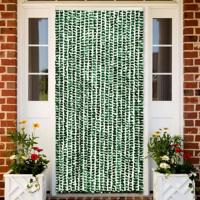 VidaXL Vliegengordijn 90x200 cm chenille groen en wit - thumbnail