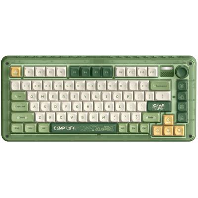 Iqunix ZX75 Camping Wireless Mechanical Keyboard, gaming toetsenbord (Groen/oranje, US lay-out, Cherry MX Silent Red, RGB leds, 75%, Hot-swappable, Double-shot PBT, 2.4GHz | Bluetooth 5.1 | USB-C)